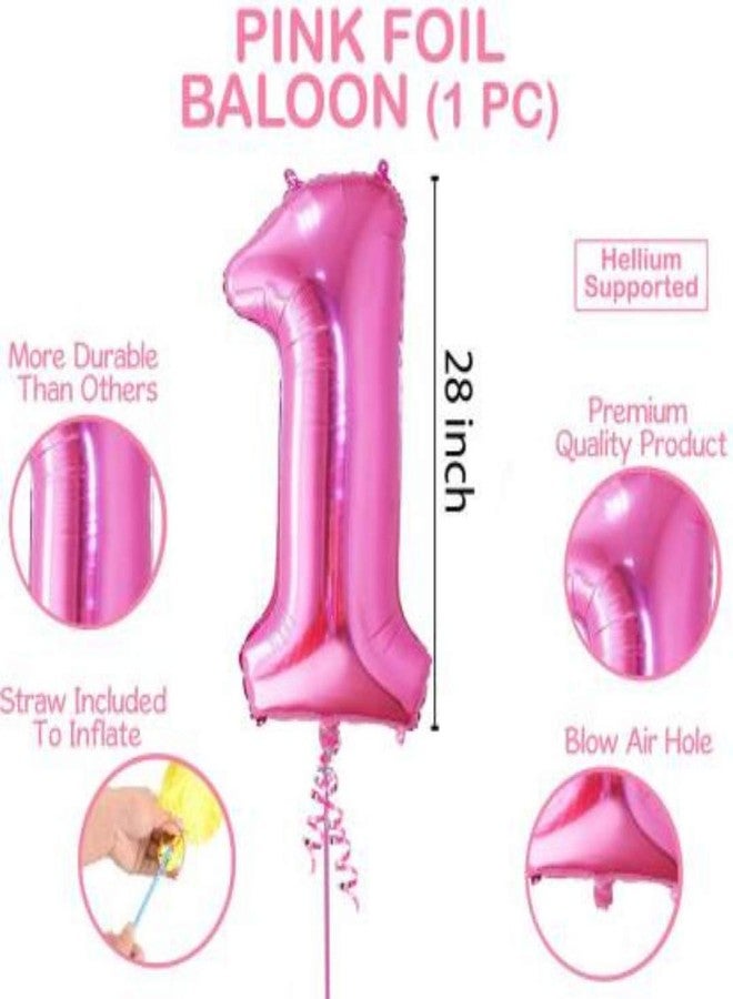 بروبسيكل مجموعة بالونات وردية اللون لتزيين حفلات عيد الميلاد الأول للأطفال من بروبسيكل - باقة بالونات هيليوم أميرة مع رقم الشهر الأول - Image 2